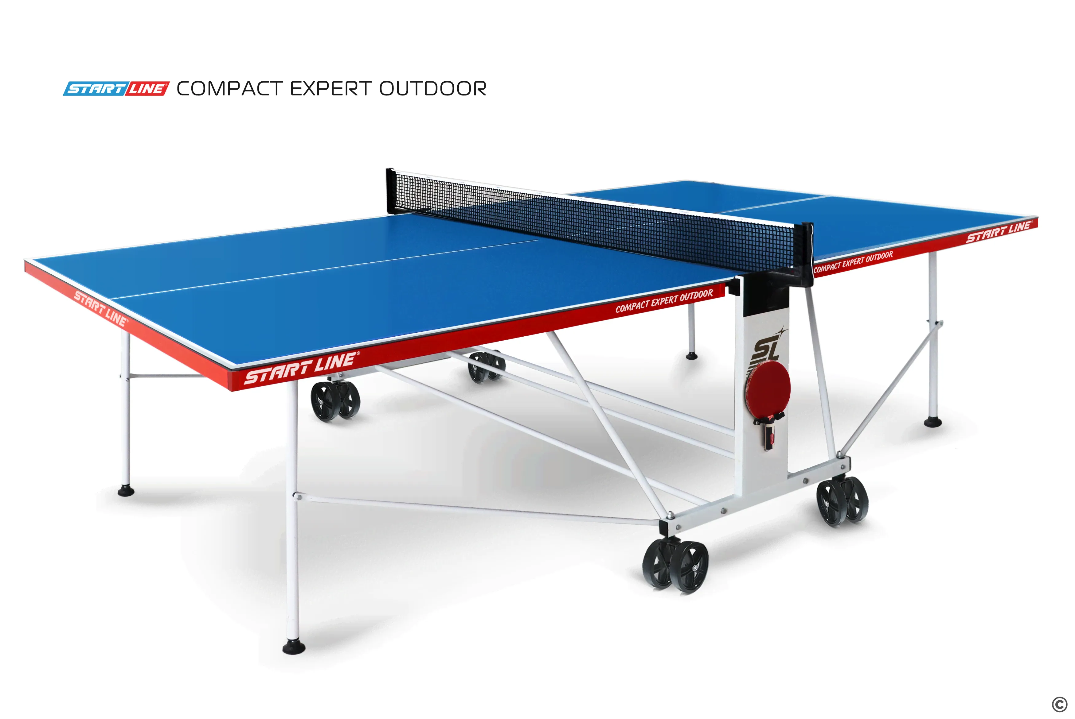 Всепогодный теннисный стол Compact Expert Outdoor 6 blue - складная модель для улицы и помещений. Столешница 6 мм.-0